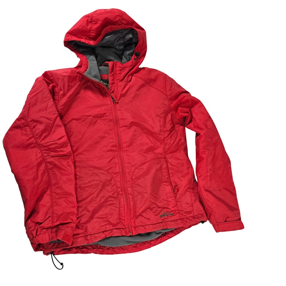 Eddie Bauer Womens Red Fleece Lined Hooded Insulated Jacket Medium M 14285